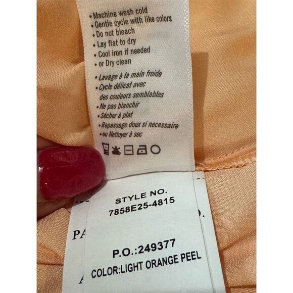 Paige Olenna Women's XL Orange Puff Sleeve Square Neck Smoked Waist Blouse/Top - Picture 9 of 9